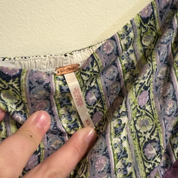 Free People Endless Afternoon Mini Dress Ivory Purple Green Floral Size Medium - Picture 8 of 9